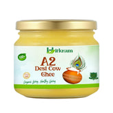 Pure Organic A2 Desi Cow Ghee By Hitkram | Homemade Healthy Fresh Desi Ghee Hand-Churned Using Traditional Bilona Method Good For Cooking & Frying | (200ml) 6.7 | Jar Pack